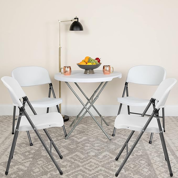 Flash Furniture Hercules Series Plastic Folding Chairs, Lightweight Commercial Event Chairs with 330-lb. Static Weight Capacity, Set of 4, White