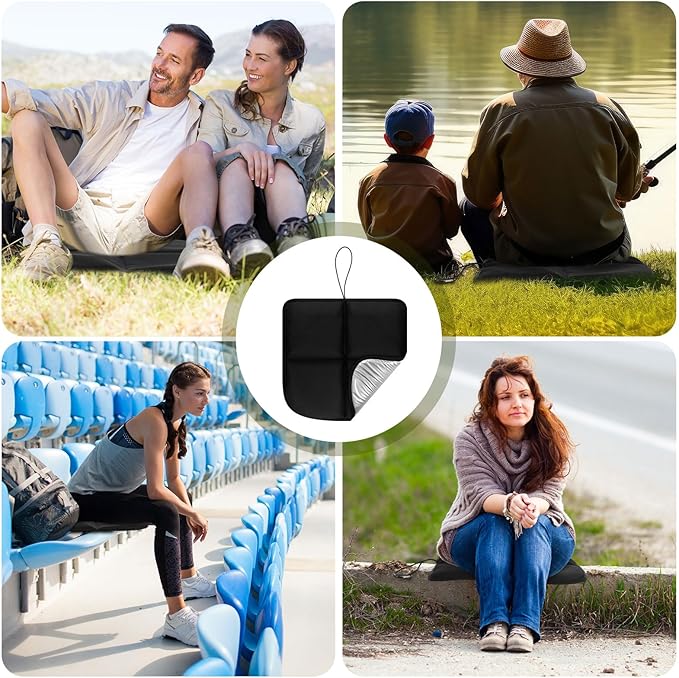 Breling 2 Pack Sitting Pad, Foldable Hunting Seating Cushion for Backpacking Bleacher Cushion with Hook Waterproof Folding Lightweight Pad for Camping Hiking Stadium Outdoor
