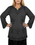 Agan Traders 2025 Winter Long Sleeve Diamond Neck Embroidered Tops - Medieval Boho Vintage Tunic Kurta Blouses for Women
