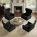 Nalupatio Modern Accent Chairs for Set of 4 Upholstered Velvet Fabric Reading Chair Mid Century Arm Chair Comfy Armchair for Living Room,Black