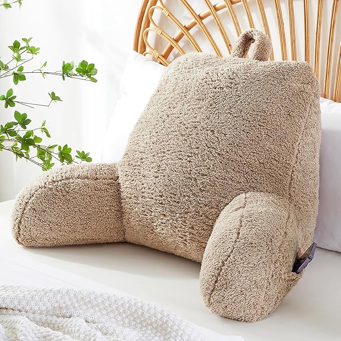 StarAneer Reading Pillow for Sitting in Bed, Back Pillow Reading Pillow with Arms & Back Support, Dorm Room Essential for Girls and Boys Bed Chair Pillow