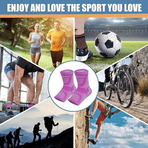 LISEPWU Copper Ankle Brace, Copper Infused Ankle Support Compression Sleeve for Men & Women, for Foot Pain Relief, Sprained Recovery, Achilles Tendonitis, Daytime or Night Use(Purple S)