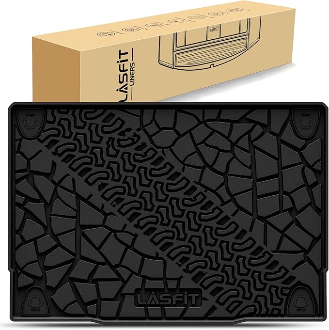 LASFIT Cargo Liner for Ford Bronco 4-Door 2025 2024 2023 2022 2021(Fit for 4-Door Only, Not Fit Sport) All Weather Custom Fit TPE Car Floor Liner, Cargo Area Protector, 1pc Black