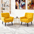 OO BY ORANGE ONLINE Set of 2 Velvet Accent Chair, Mid-Century Modern Tufted Armchair for Living Room, Bedroom & Office (Yellow)