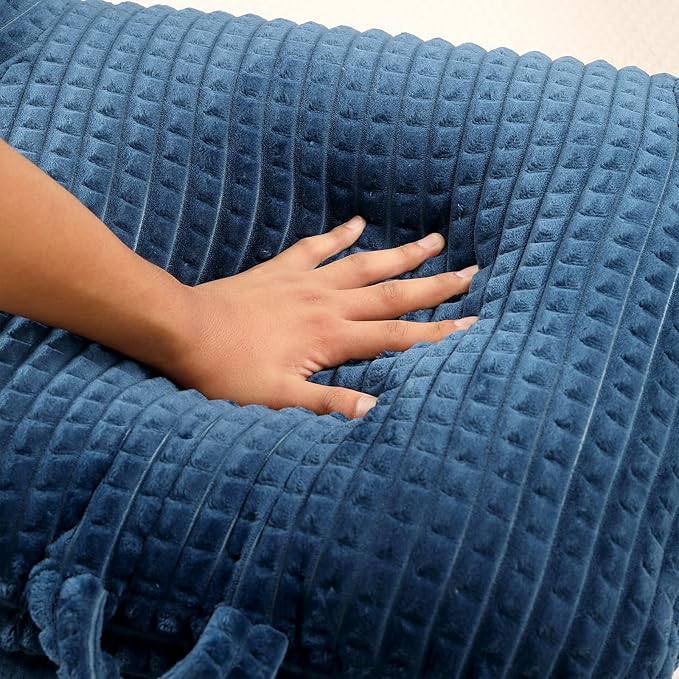 PAJEO Reading Pillow for Sitting in Bed, Large Backrest Reading Pillow with Arm Rest,Back-Rest Support Cushion for Sit Up on Couch, Sofa, and Floor (Dark Blue Flannel, Standard(17inch))