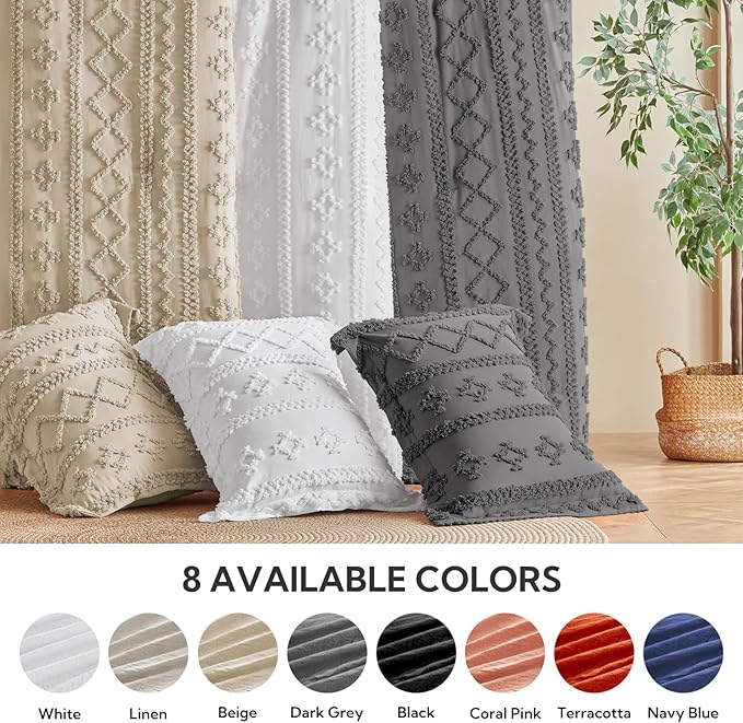 MR&HM Queen Comforter Set Dark Grey, 7 Pieces Tufted Boho Beddding Sets, Farmhouse Style Bed in a Bag with 1 Comforter, 2 Pillow Shams, 2 Pillowcases, 1 Flat Sheet, 1 Fitted Sheet for All Seasons