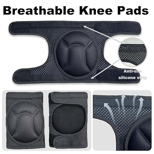 JYBTAA Knee Pads for Men Women Work, Gardening Kneeling Pad for Cleaning Floors, Cushion Kneepads for Flooring Crawling Painting Weeding, Concrete Kneepads for Adult and Elderly, Black M (1 pair)