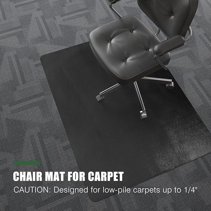tixpol Office Chair Mat for Carpet, 50" x 60" Large Chair Mat for Carpeted Floors, Non-Slip Carpet Protector Floor Mat with Spikes, Heavy-Duty Under Desk Mat for Home Office and Gaming Chairs (Black)