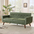 Tbfit 77.2" W Linen Sofa Couch, Mid Century Modern Decor Loveseat Couches for Living Room, Button Tufted Upholstered Small Couch for Bedroom, Solid, and Easy to Install Love Seats Furniture, Green | linen fabric, button tufted, solid wood foot, pocket ...