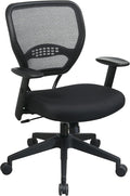 Space Seating 55 Series Professional Dark Air Grid Back Adjustable Office Desk Chair with Built-in Lumbar Support, Black