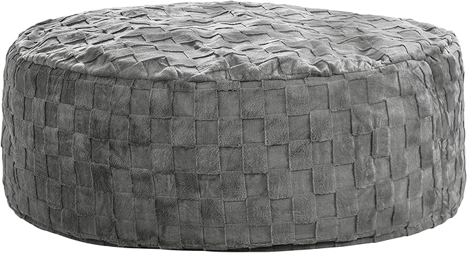 Hobestluk Bean Bag Chairs Beanbag Chair with Filler Adult Bean Bags with Fluffy Cover, Giant Bean Bag Chairs for Aduts for Living Room, Bedroom (Grey, 6FT - 70" x 70" x 15")