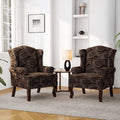 DREAMSIDEA Accent Chair, High Back Upholstered Armchair with High Resilience Sponge & Wood Legs, Mid-Century Modern Comfy Single Sofa Reading Chairs for Living Room, Bedroom (Cranberry, Set of 2)