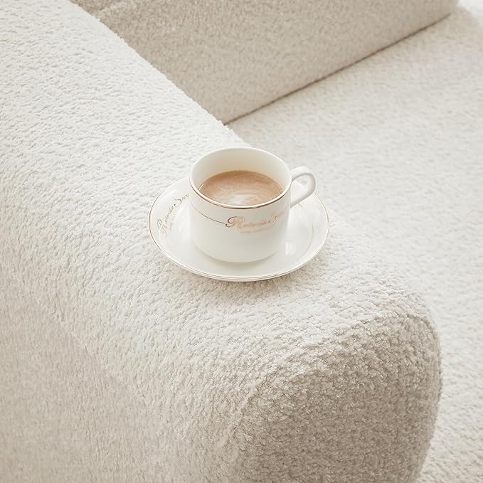 ZEKOKO Boucle Chaise Lounge Chair Indoor Comfy Fluffy Lounge Sofa Upholstered Chaise Lounge Modern Lounge Chair Indoor for Living Room Bedroom Office(Right Hand, Cream)