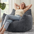 Giant Bean Bag Chairs for Adults with Filling Plush Fluffy Bean Bag Chairs for Teens with Armrests Comfy BeanBag Lazy Couch Sofa Chair for Bedroom Living Room Reading (Dark Gray2, M-for Teens/Adults)