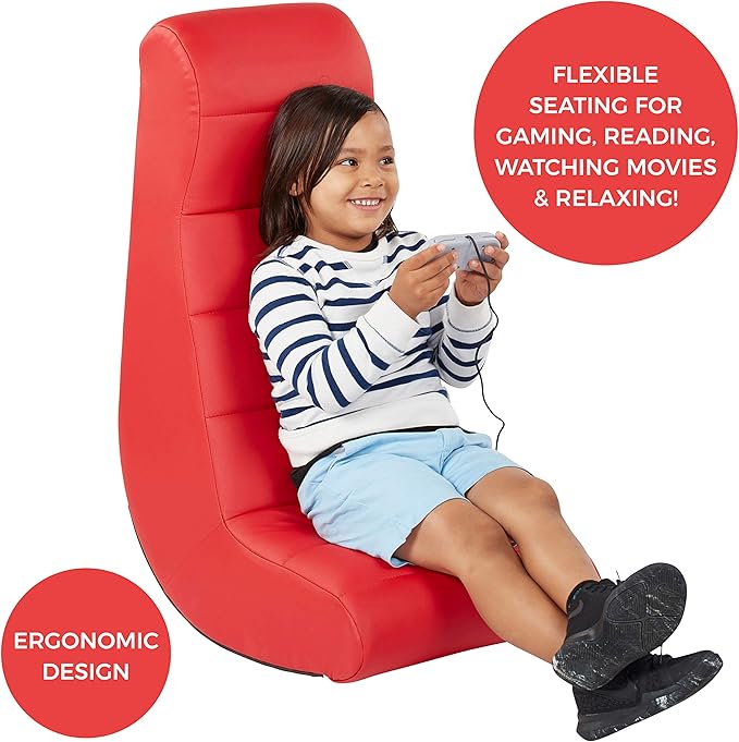 Factory Direct Partners 10489-RD Soft Ergonomic Horizontal Soft Video Rocker - Great for Reading, Gaming, Meditating, or TV for Kids Teens and Adults - Red