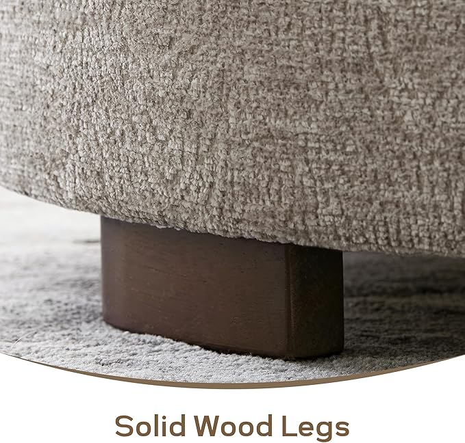 30 Inch Round Storage Ottoman, Ottoman Coffee Table with Lift Off Lid, Boucle Modern Ottomans with Storage for Living Room, Bedroom, Apartments (Light Brown Striped)