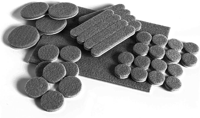 Slipstick Premium Wool Felt Furniture Pads/Floor Protector Variety Pack (37 Pieces) Self Stick Furniture Felt Protection Pads, Safe on All Hard Surfaces, Gray, CB171