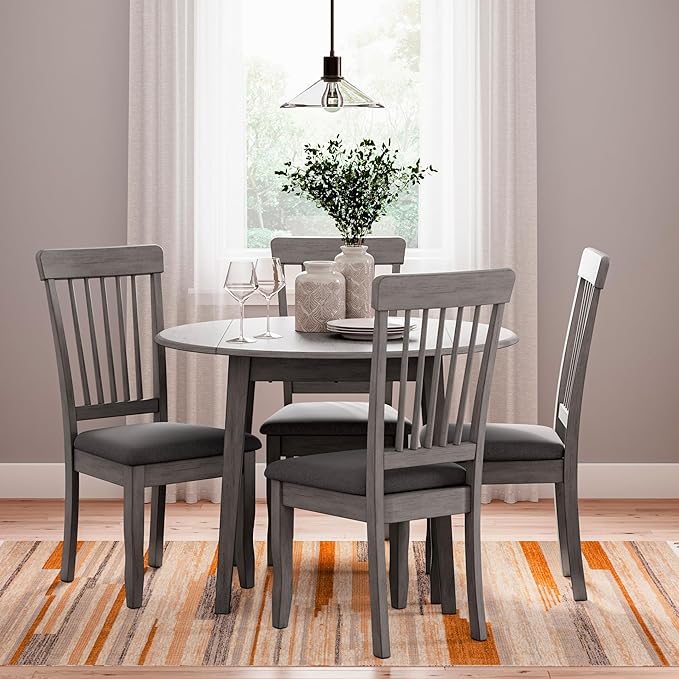 Signature Design by Ashley Shullden Casual Dining Room Side Chair with Spindle Back, 2 Count, Gray