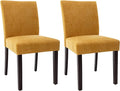 Watson & Whitely Kitchen & Dining Room Chairs with Low Backs, Upholstered Dining Chairs Set of 2, Modern Armless Dining Table Chairs with Solid Wood Legs, Bright Yellow