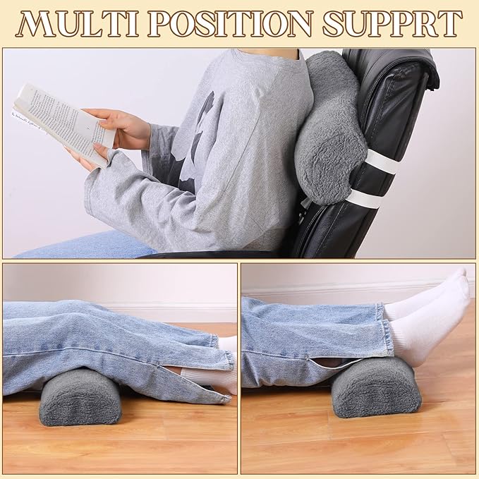 Sintuff Recliner Leg Rest Cushion Sofa Footrest Pillow with Cover Half Moon Bolster Pillow Under Knee Pillow for Sleeping On Back Alleviating Pain, 19.7 x 8 x 3.5 Inch (Dark Gray)
