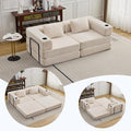 78" Loveseat Sleeper Sofa, 4 in 1 Convertible Floor Sofa Bed, Boneless Cloud Couch with Cup Holder, Fold Out Floor Couch for Living Room Bedroom Lounge, Corduroy, White