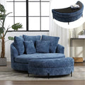 Chifee & Vingol 59.8" W Oversized Accent Barrel Chair Large Round Chair with Ottoman & Movable Wheels,Blue
