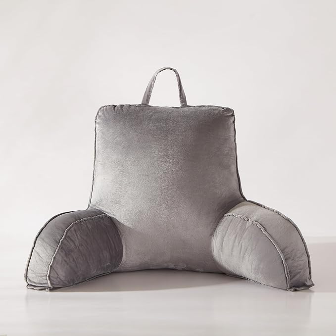 StarAneer Reading Pillow for Sitting in Bed Adult,Back Pillow for Bed Sitting Up,Backrest Back Support Chair Pillow, College Dorm Essentials for Girls and Boys, Velvet Grey L