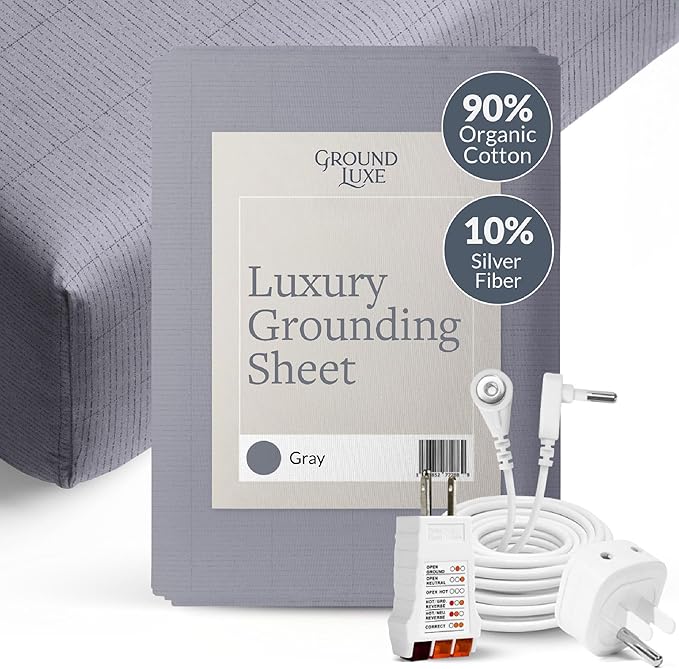 GroundLuxe Organic Fitted Grounding Sheet in Gray for a Full Size Bed