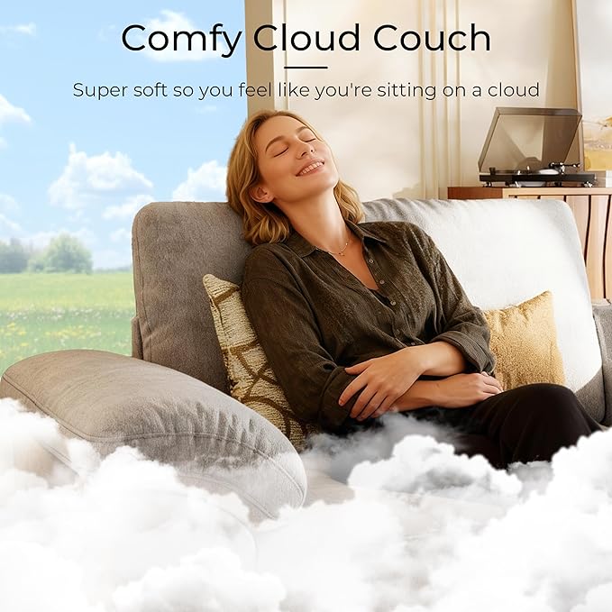SITJOY 118" Oversized Sectional Couches for Living Room, Extra Large Deep Seat Modular Sofa with Washable Covers, 3 Seater L Shaped Couch with Chaise, Storage Ottoman, Chenille in Light Gray