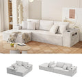 Cibert 104.3" Modular Sectional Sofa, Beige Boneless Couch Left Chaise L Shaped Couch with USB Ports, 2 Cup Holders, 2 Side Storage Bags & Lint Remover, No Assembly Sectional Couches for Living Room