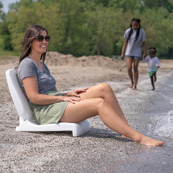 Step2 Foldable Adult Flip Seat, Portable Outdoor Chair for Poolside, Tailgating, Camping, Picnic Chair, Provides Back Support When Sitting on Ground, White