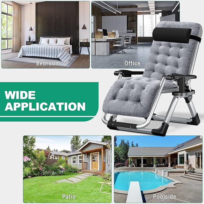 LILYPELLE Comfy Folding Chair, Folding Lounge Chair for Bedroom and Living Room, Folding Reclining Patio Chairs with Removable Cushion for Indoor Outdoor