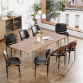 YaFiti Dining Chairs Set of 8, Dining Room and Kitchen Chairs, FSC Certified Mid Century Modern Accent Chair, Upholstered PU Leather Chairs for Vanity with Walnut Bentwood and Metal Legs, Black