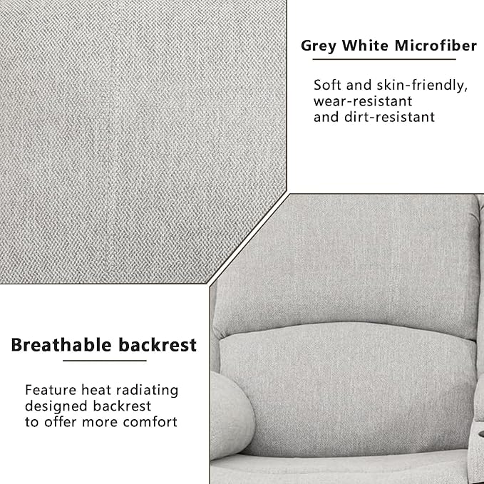 A Ainehome Living Room Furniture Set Leather Recliner Sofa Set Loveseat Chair Furniture Sofa Set for Living Room/Small Space/Rv/House/Office/Theater Seating (A-Grey White Microfiber, Loveseat)