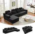136" L-Shaped Cloud Modular Sectional Sofa with Chaise & Headrest, Boneless Deep Seat Plush Corduroy Couches for Large Living Room, No Assembly Required (Black, 136" L-shapred Chaise)