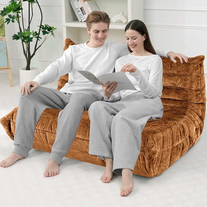 HABUTWAY Bean Bag Chair, Giant Bean Bag Chairs for Adults, 3 Seater Fireside Chair, Lazy Large Floor Bean Bag Sofa for Living Room, Bedroom, Dorm, Office (Brown)