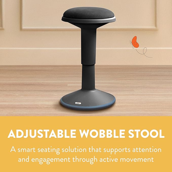 Adjustable Wobble Stool with Cushion, Flexible Seating, Black