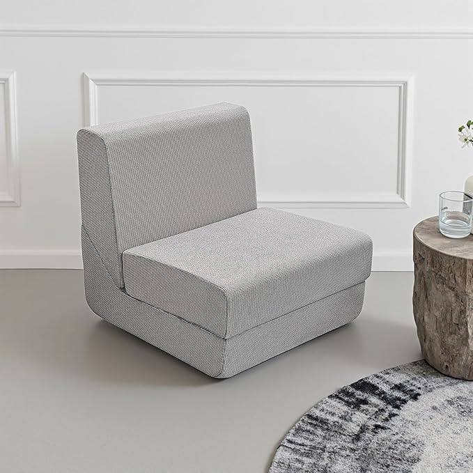 Folding Sofa Bed, Convertible Sleeper Chair with High-Density Foam, Portable Fold Out Chair Bed, Mattress Boneless Floor Sofa for Living Room, Bedroom, Office, Single