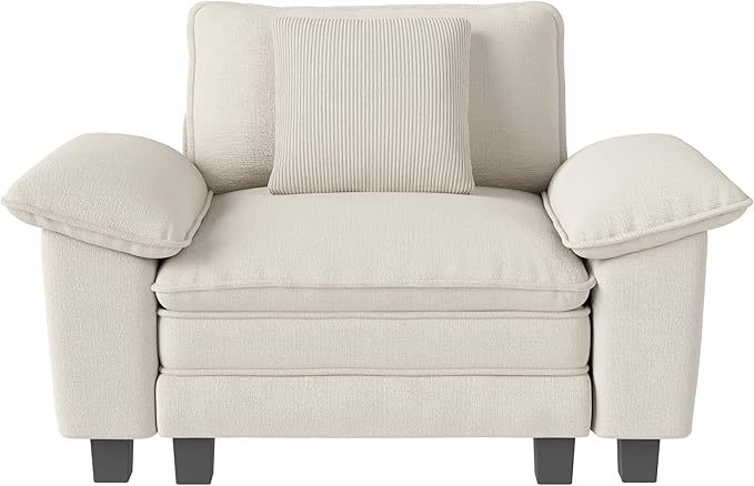 MIXPATIO 53.5" Modular Sectional Single Sofa, Soft Plush Chenille Armchair with Comfortable Deep Seat & Removable Arms for Living Room，Beige