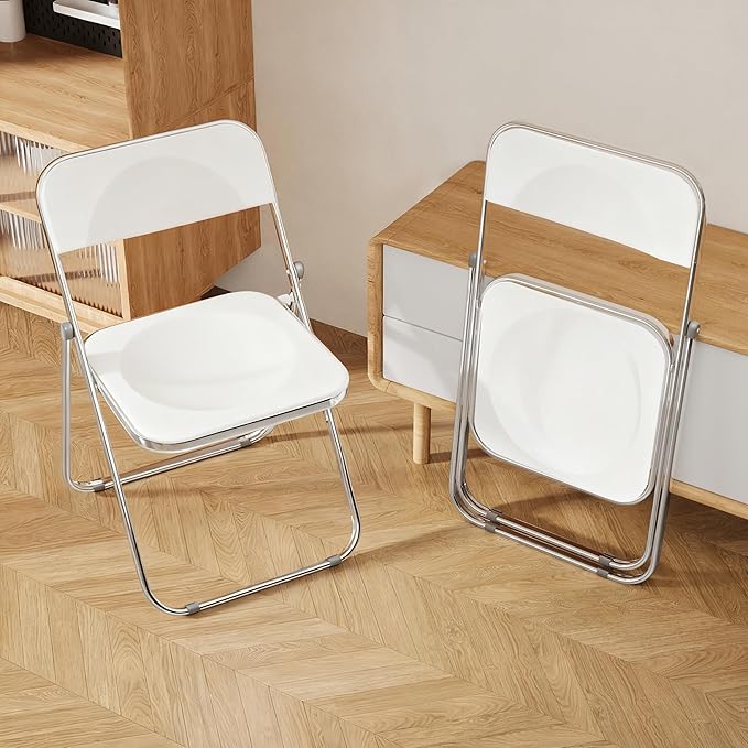 Folding Chair 2 Pack Acrylic Foldable Portable Plastic Chair,Easy to Use and Store Comfortable Portable Party Chairs for Home,Office,Party,Comfy