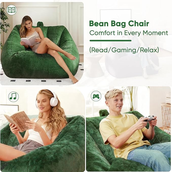 Bean Bag Chairs Large Bean Bag Couch for Adults Stuffed Sofa Chair Comfy Giant Bean Bag Chair with Spacious Design for Reading, Playing or Relaxing