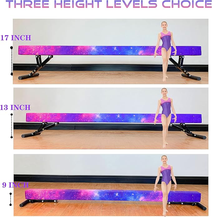 MARFULA Adjustable Balance Beam 8 ft Gymnastic Beam Adjustable Height for Kids and Teenage of All Gymnastic Levels, Gymnastic Training Beam Gymnastic Equipment for Athlete Home and Gym Club Use
