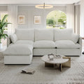 Lopzeho 94.6" Cloud Modular Sectional Sofa, Waterproof Down Filled Sectional Sofas, High Backrest L Shaped 3 Seater Sectional Couches with Ottoman, Modular Couch with Removable Cover, Cream White