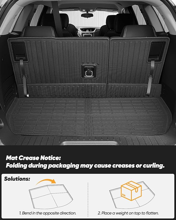 All Weather Floor Mats & Cargo Liner Custom Fit for Chevy Traverse 2009-2017 (Only Fits Captain's Chairs), Front 2nd Backrest Trunk Mats for Buick Enclave 2009-2017, TPE Anti-Slip Car Accessories
