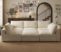 Cloud Modular Sectional Sleeper Sofa with Storage Ottoman, 99" Oversized Sectional Couches for Living Room, Cloud Modular Sleeper Sofa with Chaise, 6 Seater, Chenille, Beige