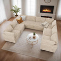 CAODOC Large 8 Seat Modular Sectional Sofa with Ottoman Seat Corduroy Sleeper Sectional Sofa Bed Oversized Convertible Modular Couch for Living Room