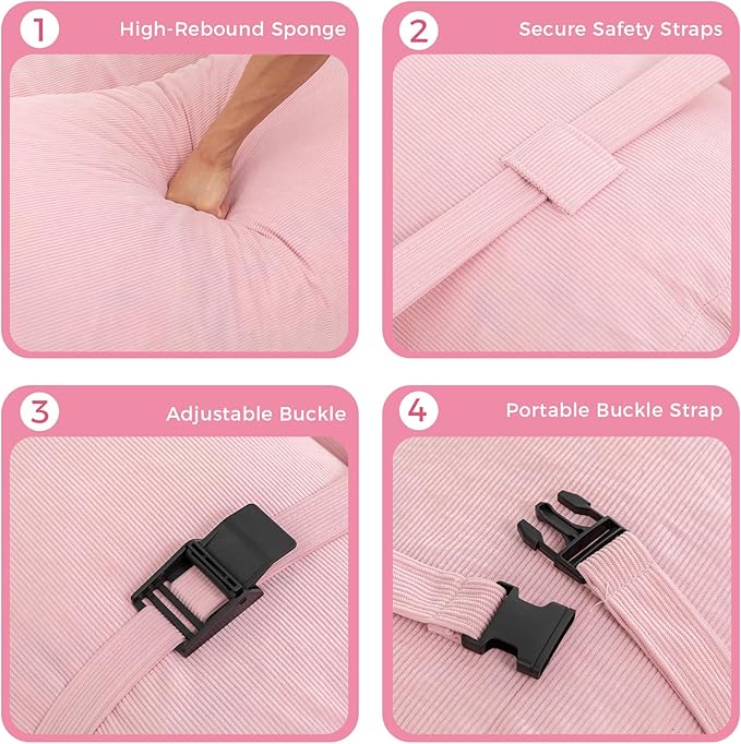Ekskiei Bean Bag Sofa, Corduroy Sectional with Connecting Straps, Flexible Floor Seating, Soft Foam Filled Lounger, Non-Removable Cover, Reconfigurable Design,Living Room,Bedronm&Offices,Pink