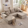 Lakifun 107" U-Shape Cloud Couch, Modern Modular Sectional Comfy L-Shape Sofa with Ottoman, Deep Seat, Upholstered Corduroy Sleeper Chaise Longue for Living Room Bedroom, No Assembly Required, Camel