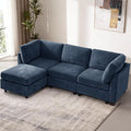 EDILLY 94 inches Oversized Modular Sectional Fabric Cloud Sofa Set, Extra Large L Shaped Couch Reversible Chaise Couch,3 Seat Modular Sofa with Storage Ottoman, Blue