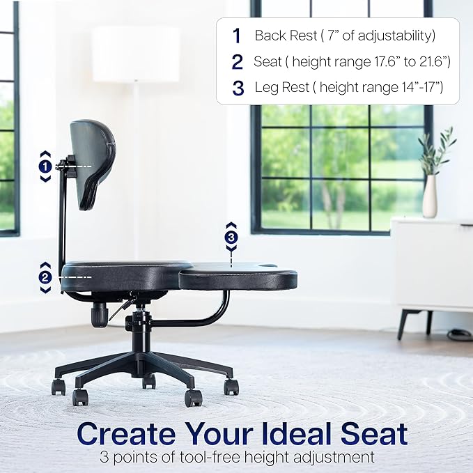 VIVO Mobile Cross Legged Office Chair with Back Support for Yoga Meditation ADHD, Height Adjustable, Black, CHAIR-CL03B